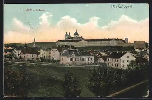 AK Melk a. d. Donau, Teilansicht mit Stift