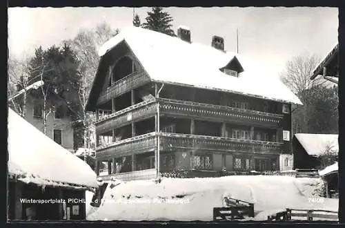 AK Pichl a. d. Enns, Jugendheim Pichlmayrgut im Schnee