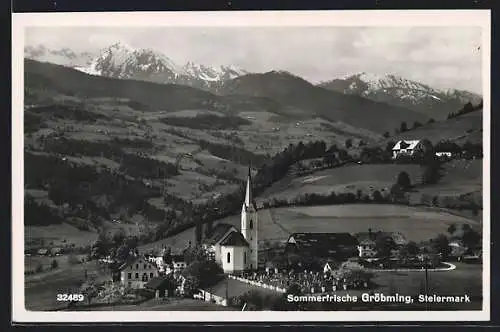 AK Gröbming /Steiermark, Ortspartie mit Kirche