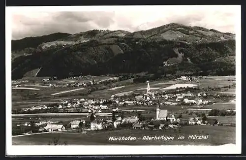 AK Mürzhofen-Allerheiligen im Mürztal, Teilansicht mit Kirche