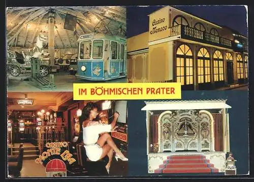 AK Wien, Böhmischer Prater mit Bahn, Gasthaus Casino Monaco, Innenansicht