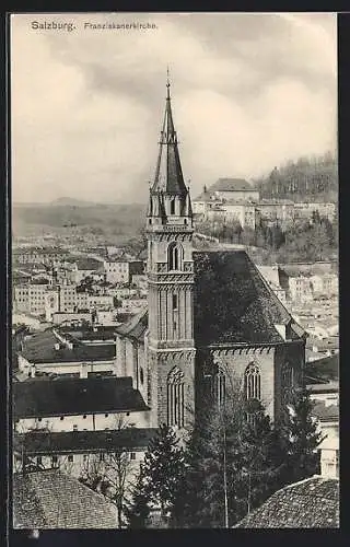 AK Salzburg, Blick auf die Franziskanerkirche