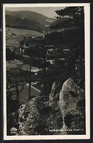 AK Weissenbach a. d. Triesting, Blick von den Felsen auf den Ort