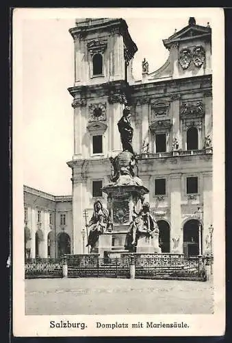 AK Salzburg, Domplatz mit Mariensäule