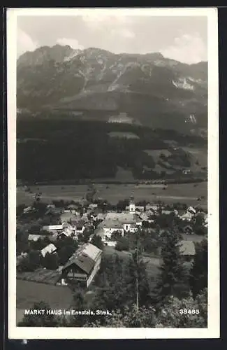 AK Markt Haus im Ennstale, Ortsansicht aus der Vogelschau