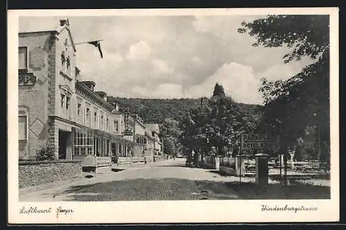 AK Sayn, Hindenburgstrasse mit Hotel Krupp