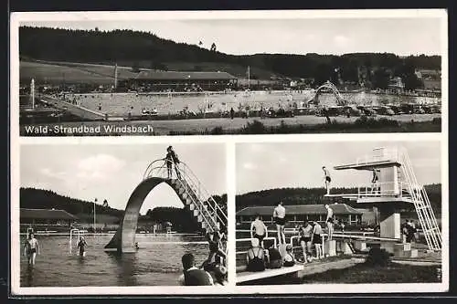 AK Windsbach, drei Ansichten vom Wald-Strandbad