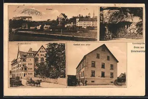 AK Untermarchtal, Gasthof zum Adler, Kloster-Neubau, Lourdesgrotte