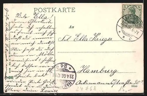 AK Rendsburg, Strasse Jungfernstieg im Abendlicht