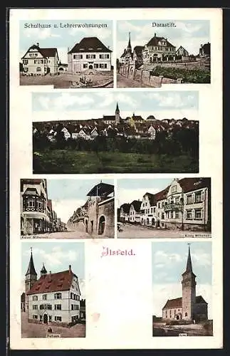 AK Ilsfeld, Schulhaus und Lehrerwohnungen, Rathaus und Dora-Stift, Kirche