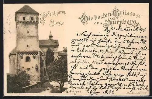 Vorläufer-AK Nürnberg, 1894, Burg mit Heidenturm