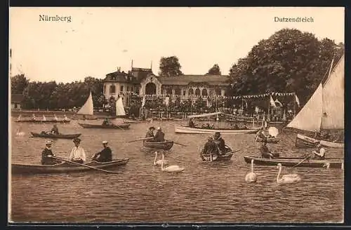 AK Nürnberg, Dutzendteich mit Booten