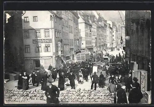 AK Nürnberg, Hauptmarkt nach der Hochwasser-Katastrophe 1909