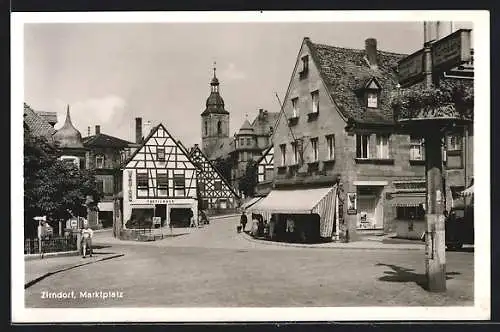 AK Zirndorf, Marktplatz mit Kirchturm