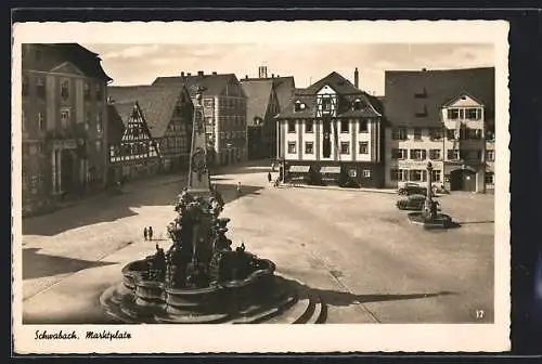 AK Schwabach, Marktplatz mit Brunnen