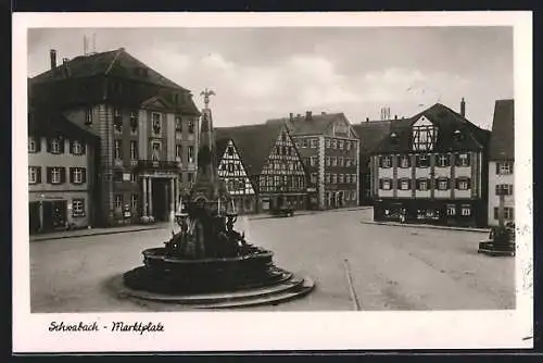 AK Schwabach, Marktplatz mit Brunnen