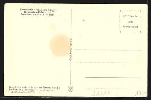 AK Pottenstein, Burggarten-Café, Innenansicht