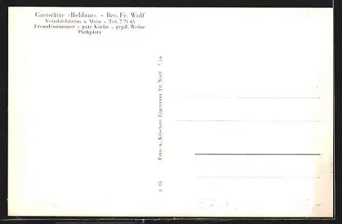 AK Veitshöchheim, Gaststätte Reblaus F. Wolf, mit Innenansichten
