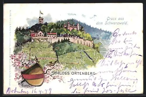 Künstler-AK Ortenberg /Schwarzw., Schloss Ortenberg, Wappen