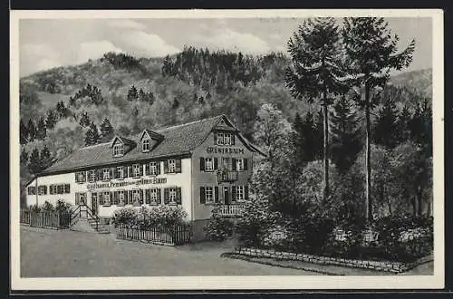 Künstler-AK sign. Hans Pernat: Oedsbach bei Oberkirch, Gasthof und Pension Zum Grünen Baum