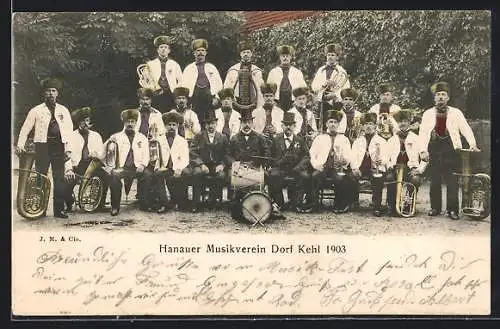 AK Hanau, Gruppenbild vom Hanauer Musikverein Dorf Kehl 1903