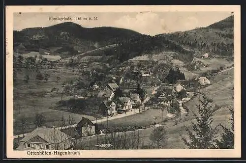 AK Ottenhöfen-Hagenbrück, Ortsansicht mit Hornisgrinde