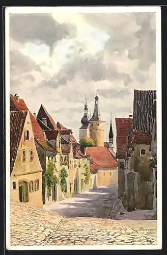 Künstler-AK Kitzingen am Main, Alte Poststrasse