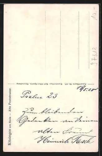 Künstler-AK Kitzingen am Main, Alte Poststrasse