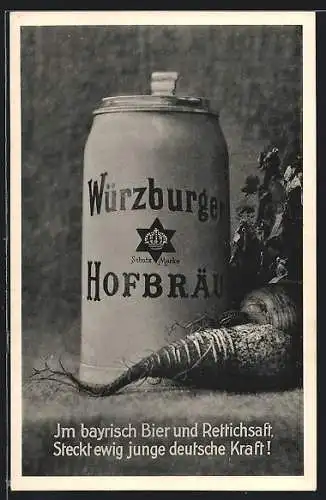 AK Würzburg, Bierkrug aus dem Gasthaus Würzburger Hofbräu