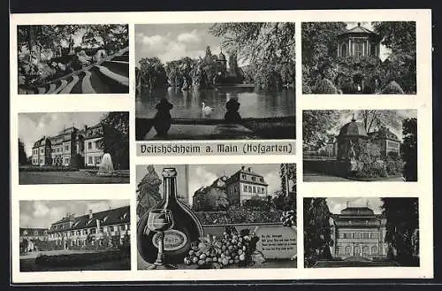 AK Veitshöchheim /Main, Hofgarten, Gebäude, Wasserpartie, Bocksbeutel
