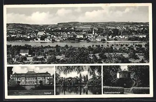 AK Veitshöchheim Ufr., Generalansicht, Schneckenhaus, Schloss