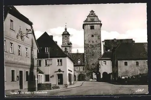 AK Volkach a. Main, Diebenturm und Gasthof zum Lamm