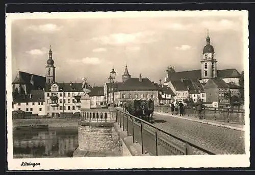 AK Kitzingen, Stadtblick mit Brücke