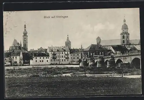 AK Kitzingen a. M., Ortspanorama mit Brücke