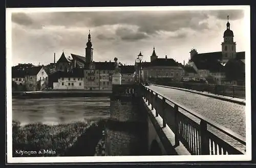 AK Kitzingen a. M., Teilansicht von einer Mainbrücke aus