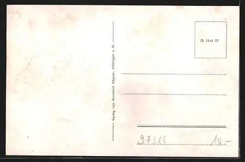 AK Kitzingen am Main, Partie neben der Brücke, Blick zur Kirche im Ort