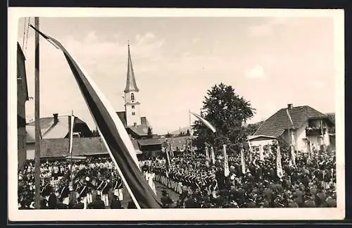 Foto-AK Grödig, Historisches Volksfest auf dem Marktplatz