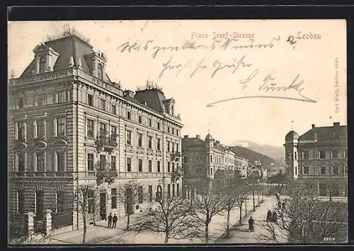 AK Leoben, Hotel Gärner, Franz Josef-Strasse