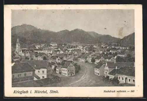 AK Krieglach i. Mürztal, Blick über den Ort auf die Berge