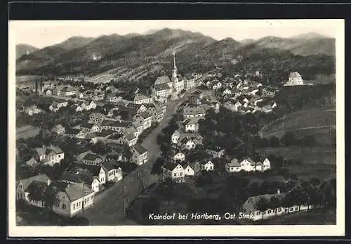 AK Kaindorf b. Hartberg, Blick über die Dächer, Kirche