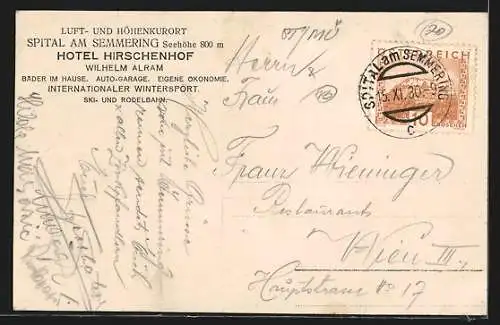 AK Spital a. Semmering, Hotel Hirschenhof