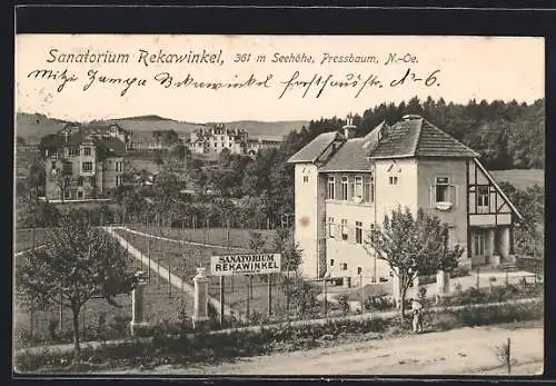 AK Pressbaum, Sanatorium Rekawinkel mit weitläufigem Garten