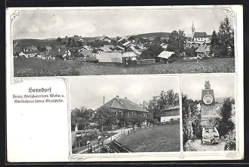 AK Henndorf am Wallersee, Franz Stelzhamers Wohn- u. Sterbehaus sowie Grabstelle, Teilansicht