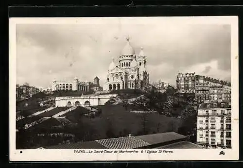 AK Paris, Sacré-Coeur de Montmartre & l`Eglise St. Pierre