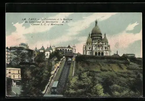 AK Paris, Le Funiculaire et la Bisilique du Sacré-Coeur de Montmartre