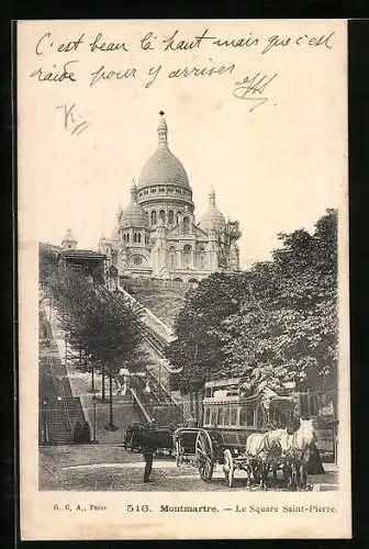 AK Paris, Sacré-Coeur de Montmartre & le Sqare Saint-Pierre