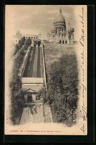 AK Paris, Sacré-Coeur de Montmartre et le Funiculaire