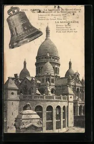 AK Paris, la Basilique du Sacre-Coeur de Montmartre et la Savoyarde, Glocke