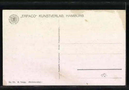 Ölgemälde-Imitations-AK Erpaco-Kunstverlag Nr. 711: M. Trapp, Herbstzauber, zwei Damen im Park