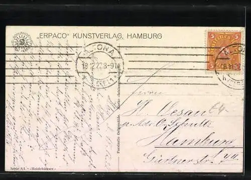 Ölgemälde-Imitations-AK Erpaco-Kunstverlag Nr. 8 /1: Heidehäuser, Kleines Bauernhaus